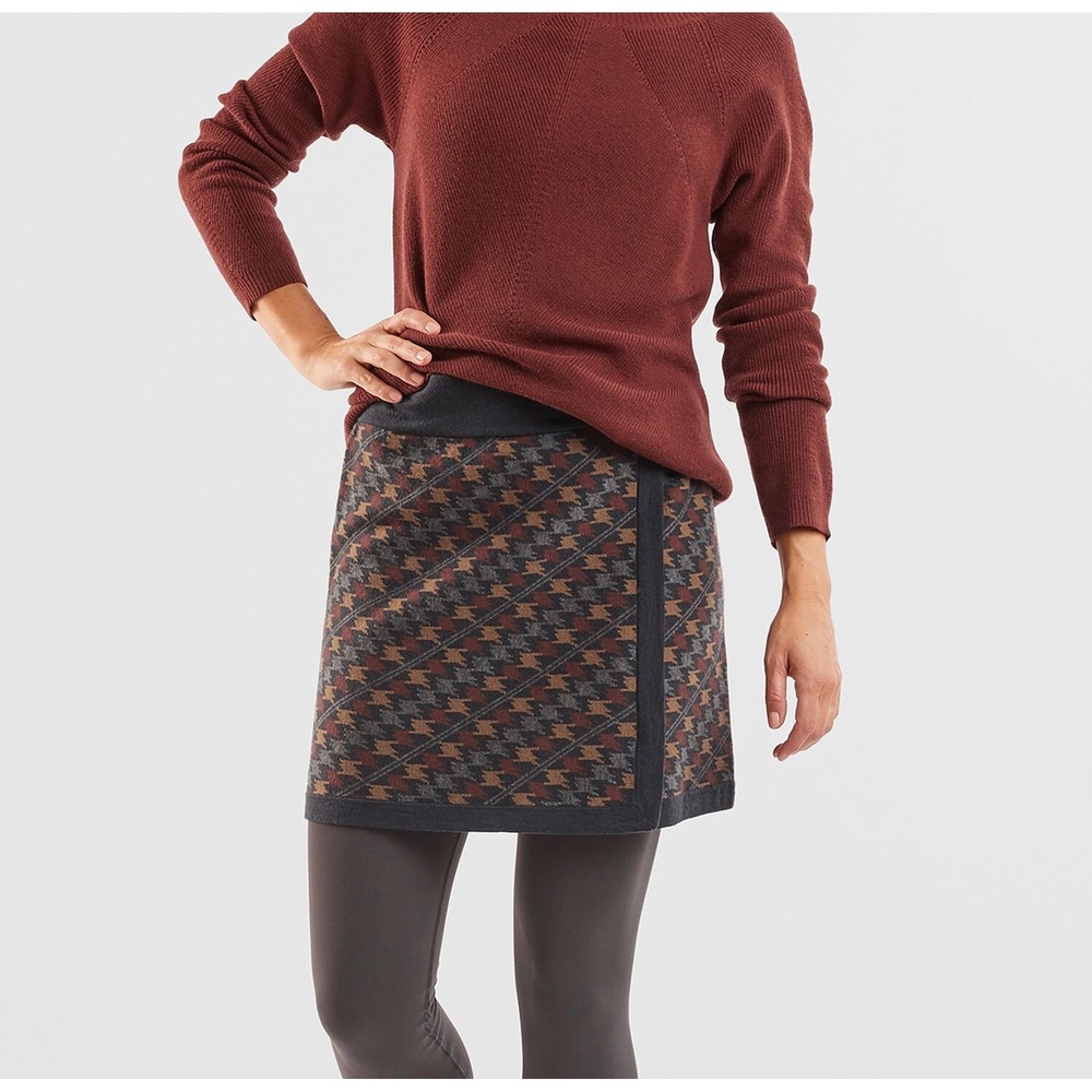 Title Nine Mini Skirt That's A Wrap Houndstooth Wool Blend Blue Red Medium